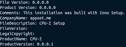 Screenshot demonstrating the manifest of a malicious binary.