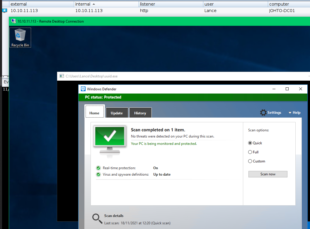 UUID vs. Windows Defender